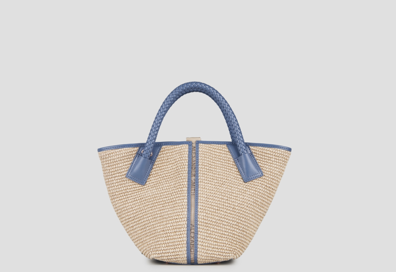 Sneakers Alexander Smith lauren small handbag with shoulder strap in beige raffia and woven azure handle - 1
