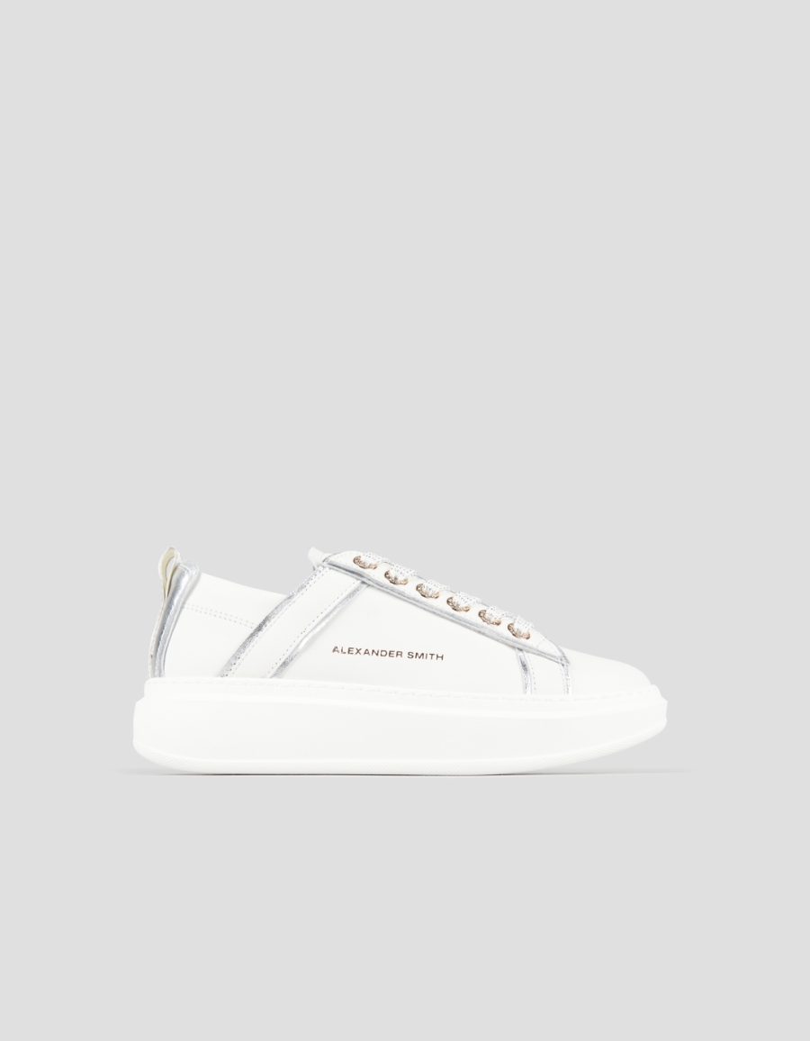 Sneakers Alexander Smith wembley woman deconstructed in white leather and silver laminated details - 1