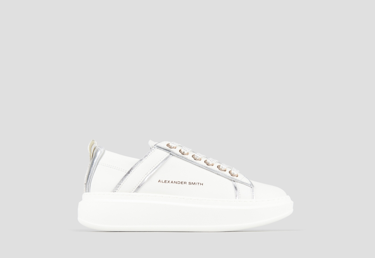 Sneakers Alexander Smith wembley woman deconstructed in white leather and silver laminated details - 1