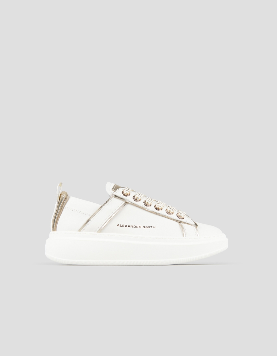 Sneakers Alexander Smith wembley woman deconstructed in white leather and gold laminated details - 1