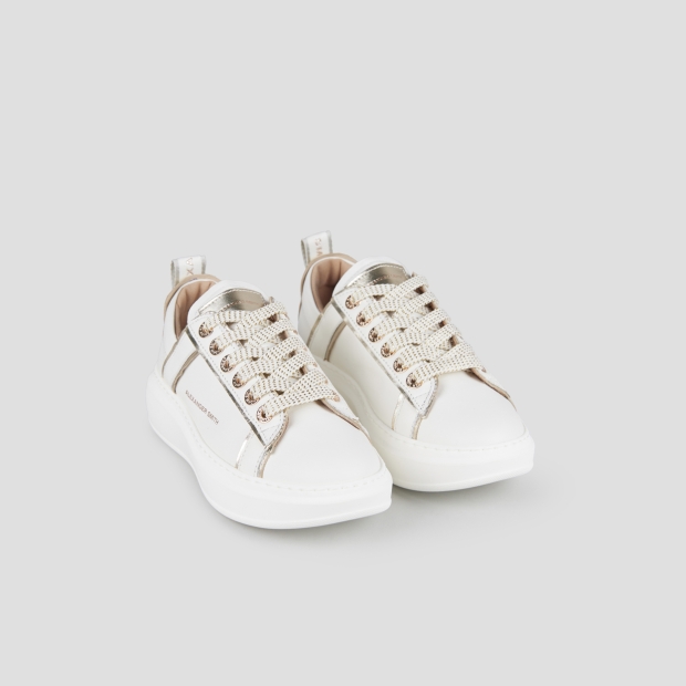 Sneakers Alexander Smith wembley woman deconstructed in white leather and gold laminated details - 4