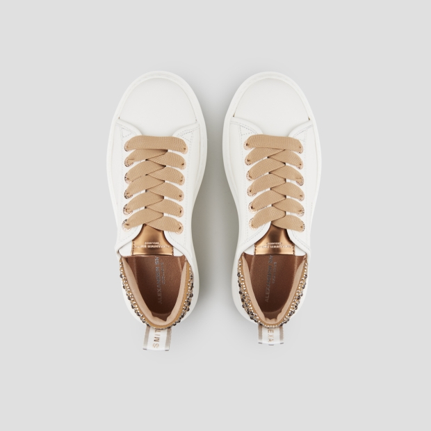 Sneakers Alexander Smith wembley woman in white leather and brown back with rhinestones - 6