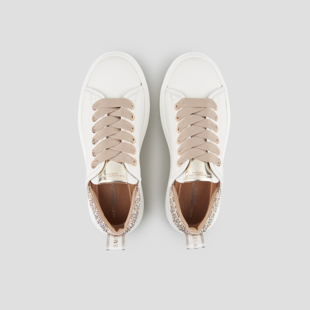 Sneakers Alexander Smith wembley woman in white leather and beige back with rhinestones - 6