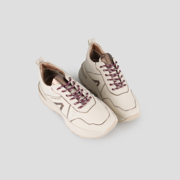 Sneakers Alexander Smith burgundy round lace with white stripes for women - 2