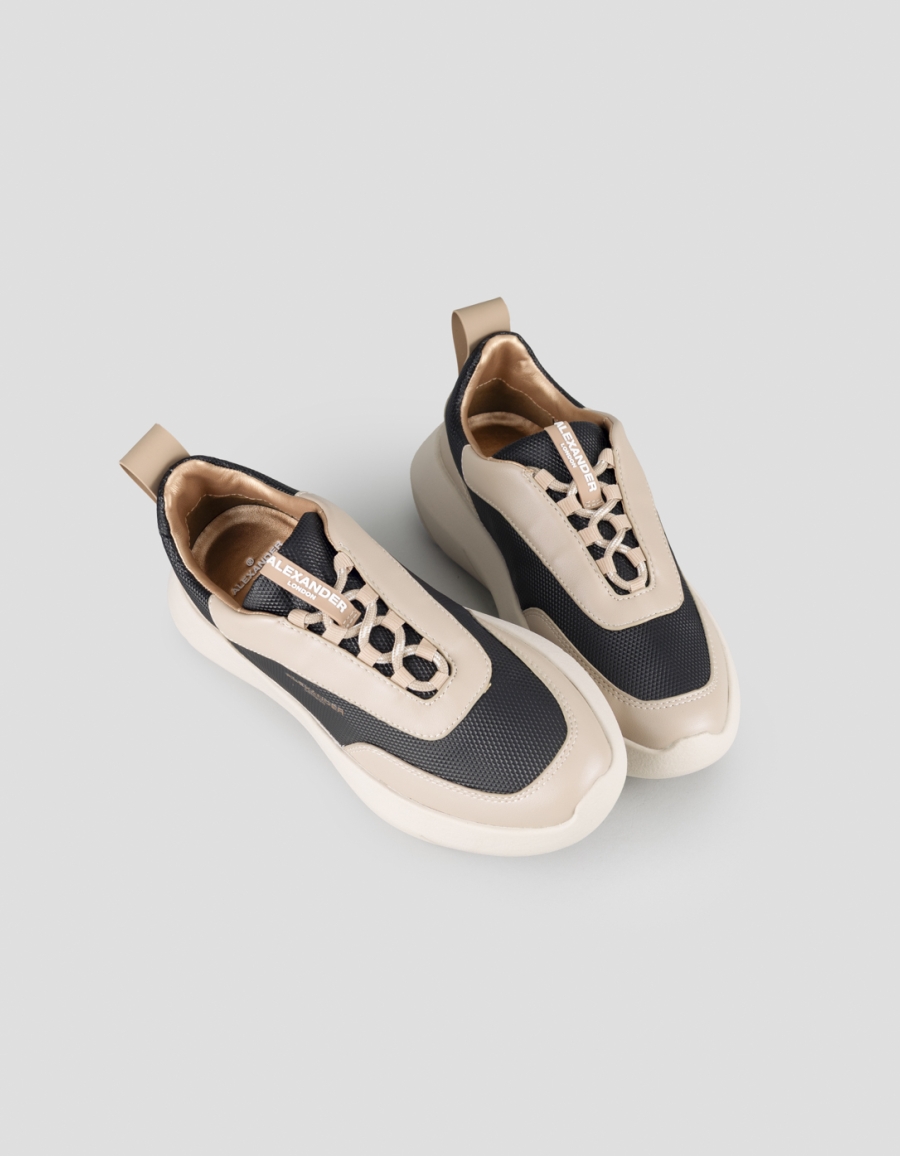 Sneakers Alexander Smith eclipse woman in beige leather and black technical fabric - 2