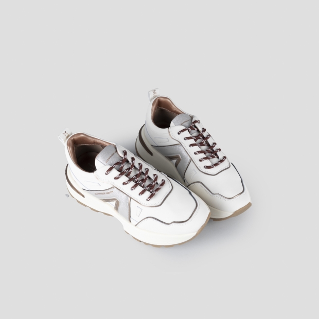 Sneakers Alexander Smith liverpool woman in white leather with silver glitter side logo - 2