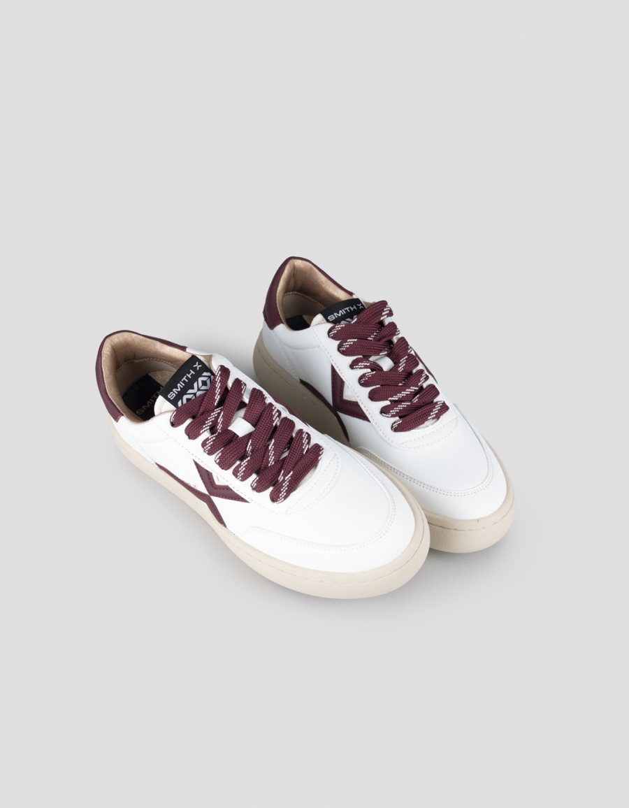 Sneakers Alexander Smith ocean woman in white with dark red side logo and heel - 2