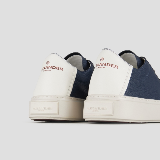 Sneakers Alexander Smith london man deconstructed in blue tumbled leather and white back - 5