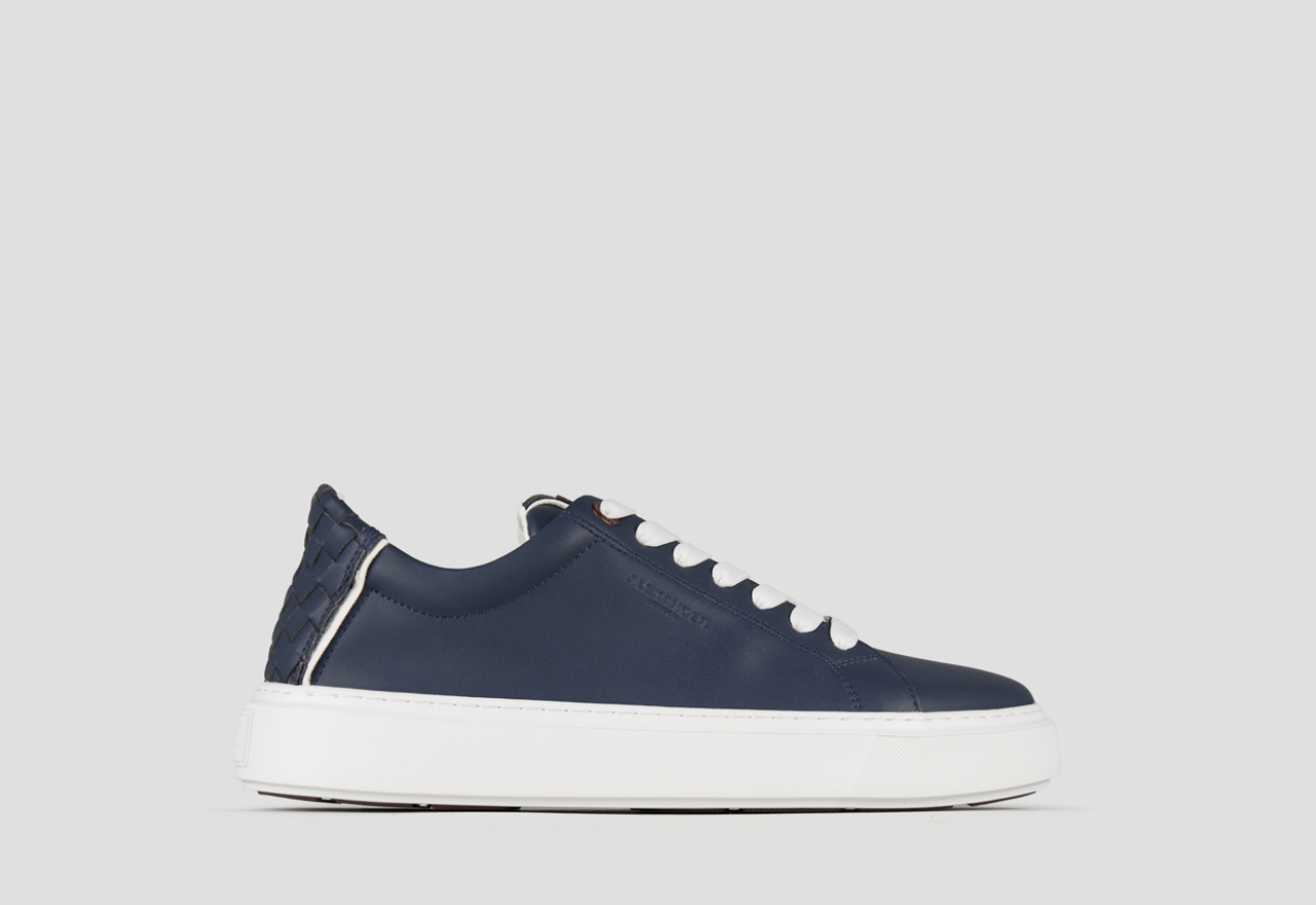 Sneakers Alexander Smith london man in blue leather and woven leather back - 1