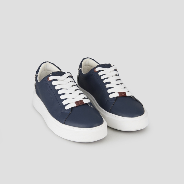 Sneakers Alexander Smith london man in blue leather and woven leather back - 4