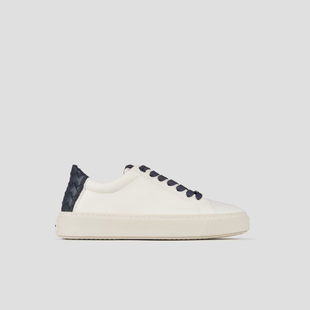 Sneakers Alexander Smith london man in white leather and woven blue leather back - 1