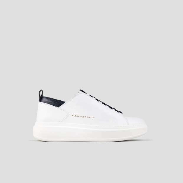 Sneakers Alexander Smith wembley man deconstructed in white tumbled leather and blue details - 1