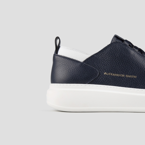 Sneakers Alexander Smith wembley man deconstructed in blue tumbled leather and white details - 3