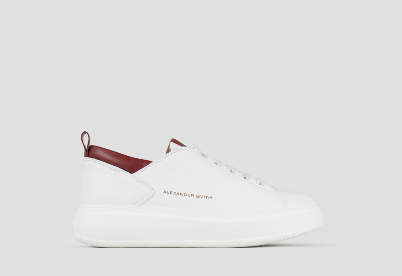 Sneakers Alexander Smith wembley man high frequency in white nappa leather and red details - 1