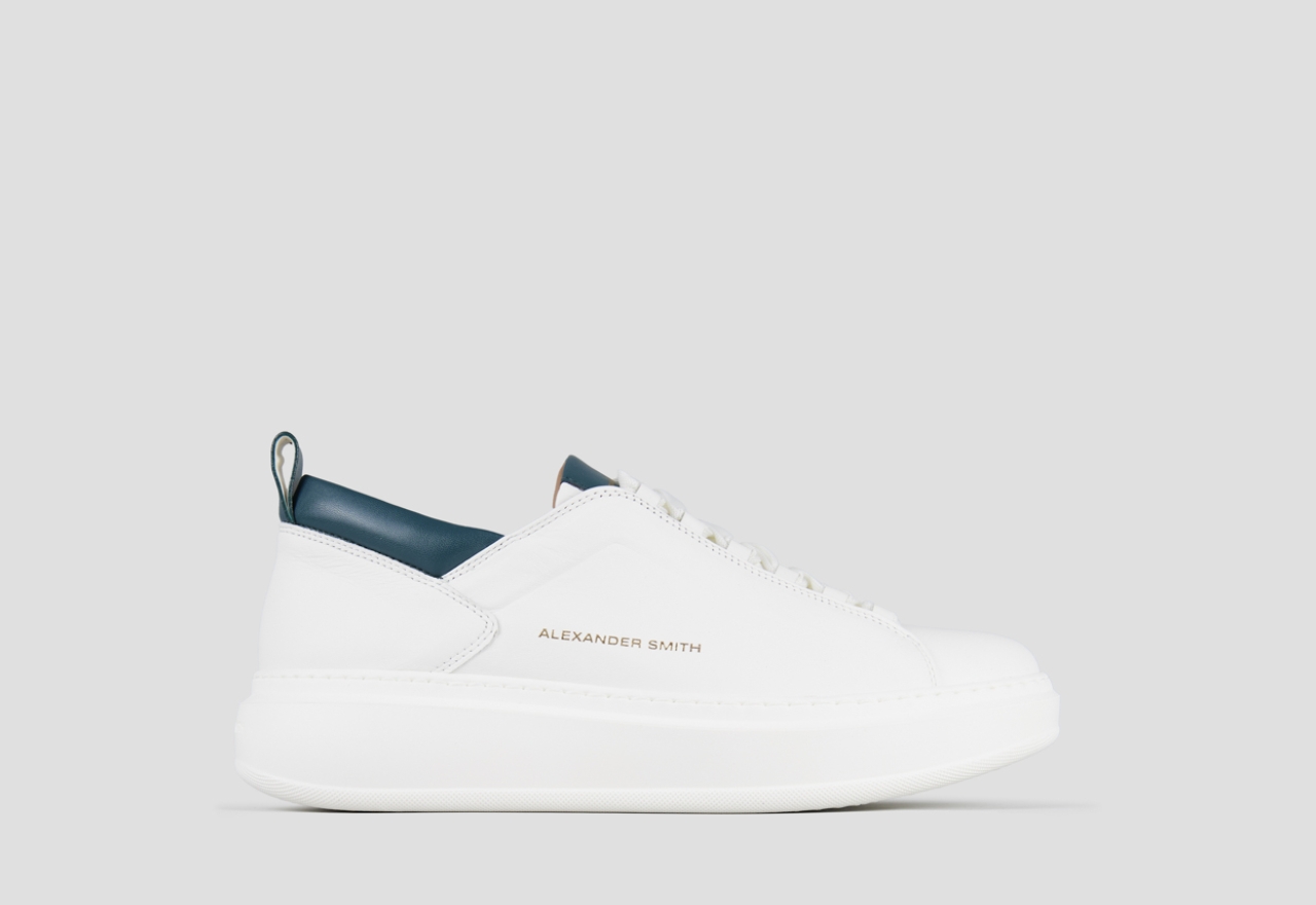 Sneakers Alexander Smith wembley man high frequency in white nappa leather and green details - 1