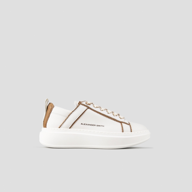 Sneakers Alexander Smith wembley woman deconstructed in white leather and brown details - 1