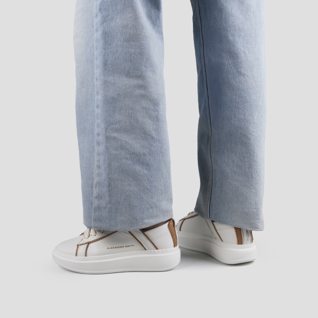 Sneakers Alexander Smith wembley woman deconstructed in white leather and brown details - 2