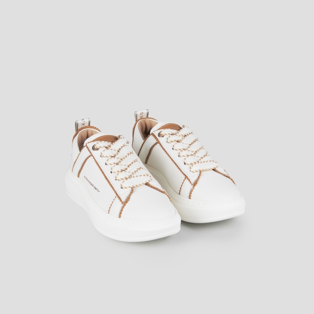 Sneakers Alexander Smith wembley woman deconstructed in white leather and brown details - 4
