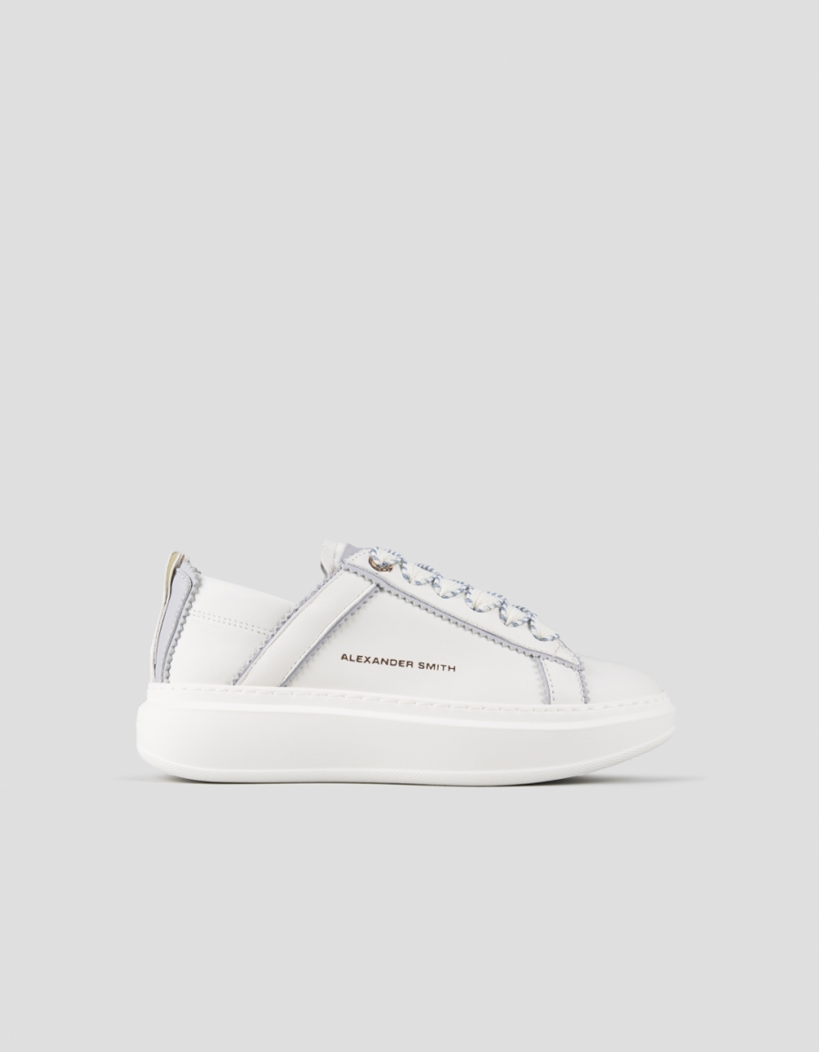 Sneakers Alexander Smith wembley woman deconstructed in white leather and azure details - 1