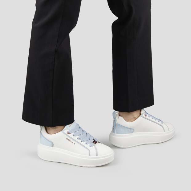 Sneakers Alexander Smith stone woman in white with cracklè azure back - 2