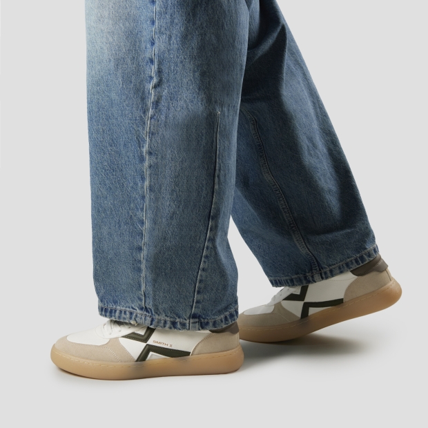 Sneakers Alexander Smith ocean man in white, suede details, green logo and back - 2