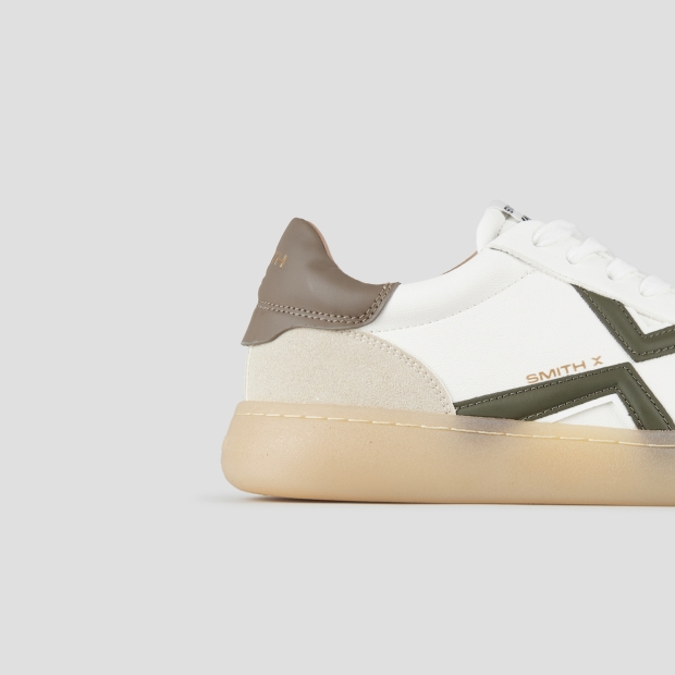 Sneakers Alexander Smith ocean man in white, suede details, green logo and back - 3