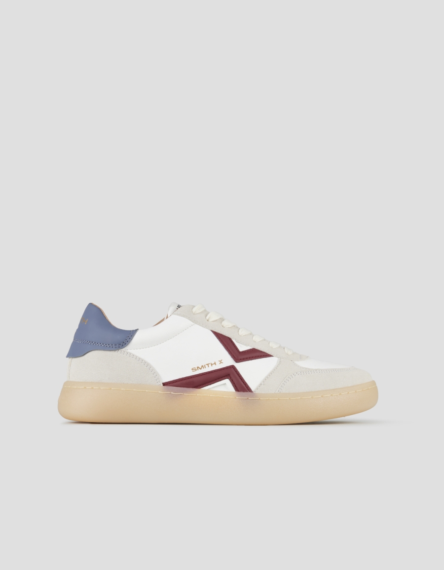 Sneakers Alexander Smith ocean man in white, suede details, red logo and azure back - 1