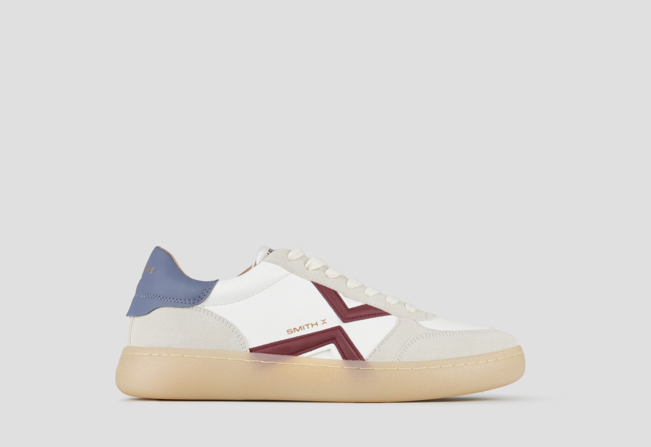 Sneakers Alexander Smith ocean man in white, suede details, red logo and azure back - 1