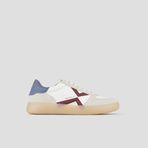 Sneakers Alexander Smith ocean man in white, suede details, red logo and azure back - 1