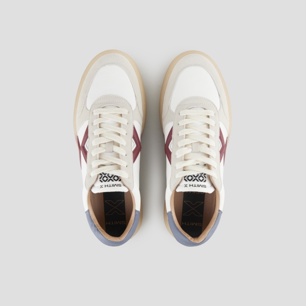 Sneakers Alexander Smith ocean man in white, suede details, red logo and azure back - 6