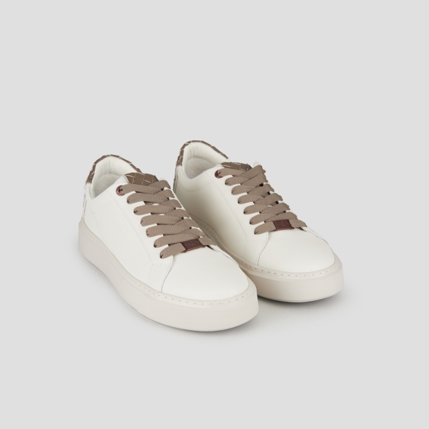 Sneakers Alexander Smith london man in white leather and woven brown leather back - 5