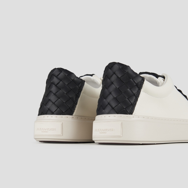 Sneakers Alexander Smith london man in white leather and woven black leather back - 5