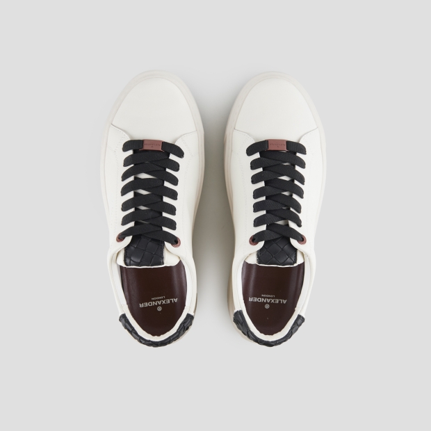 Sneakers Alexander Smith london man in white leather and woven black leather back - 6