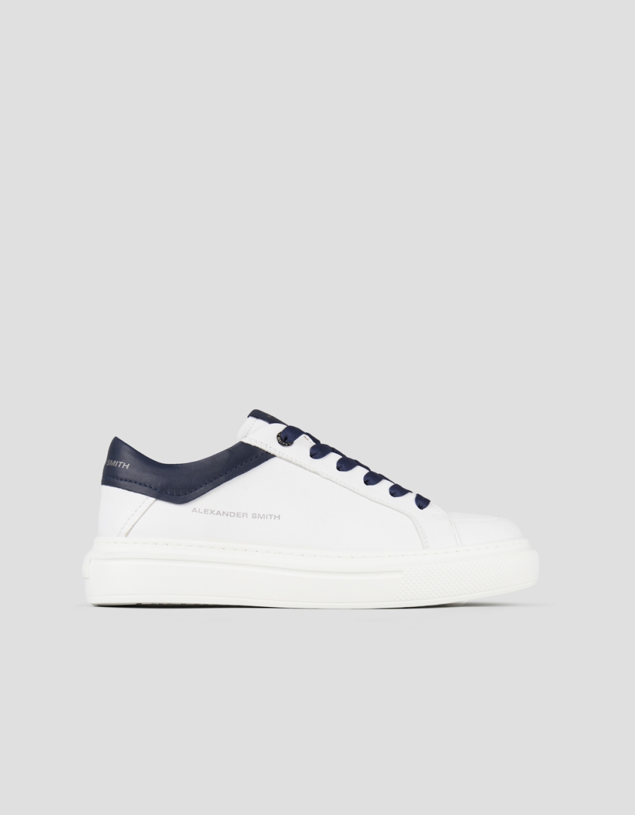 Sneakers Alexander Smith regent man in white goat leather and blue details - 1