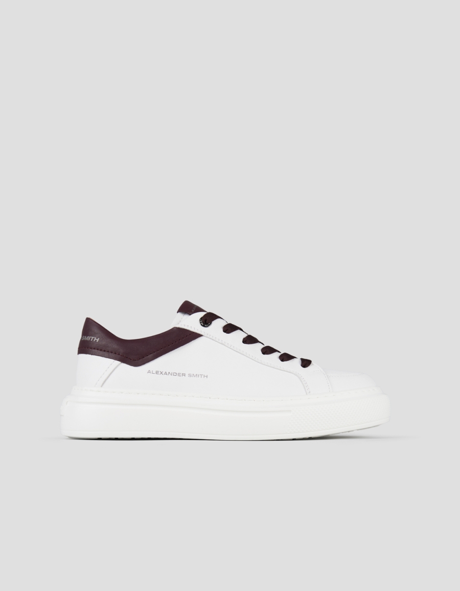 Sneakers Alexander Smith regent man in white goat leather and burgundy details - 1