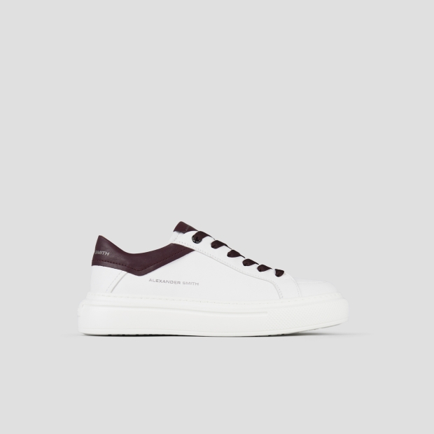 Sneakers Alexander Smith regent man in white goat leather and burgundy details - 1