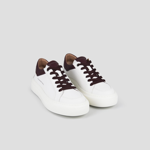 Sneakers Alexander Smith regent man in white goat leather and burgundy details - 4