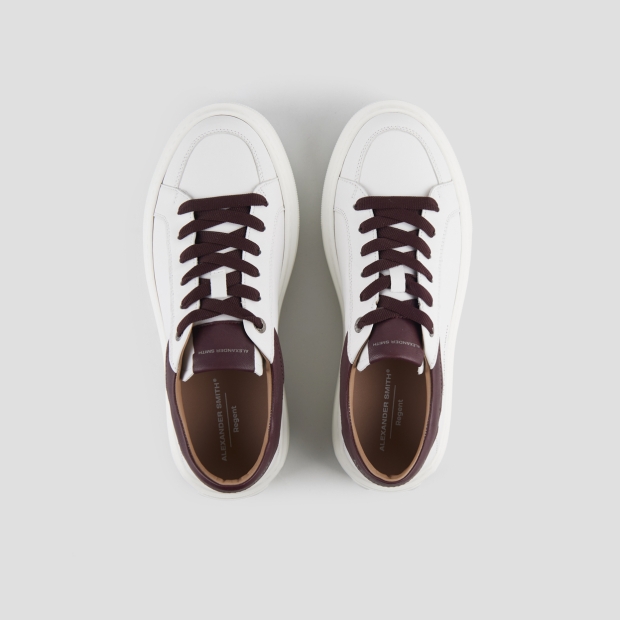 Sneakers Alexander Smith regent man in white goat leather and burgundy details - 6