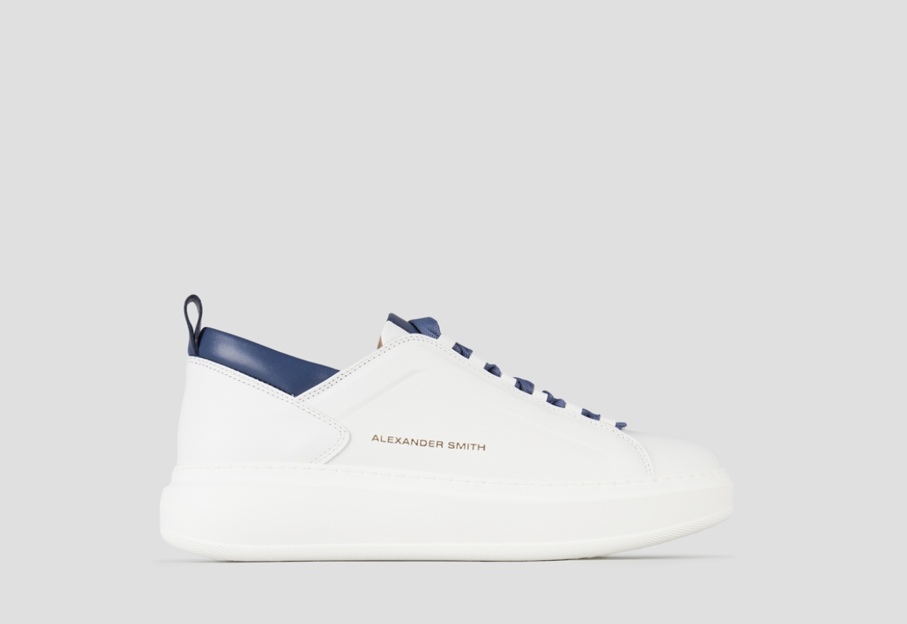 Sneakers Alexander Smith wembley man high frequency in white nappa leather and blue details - 1