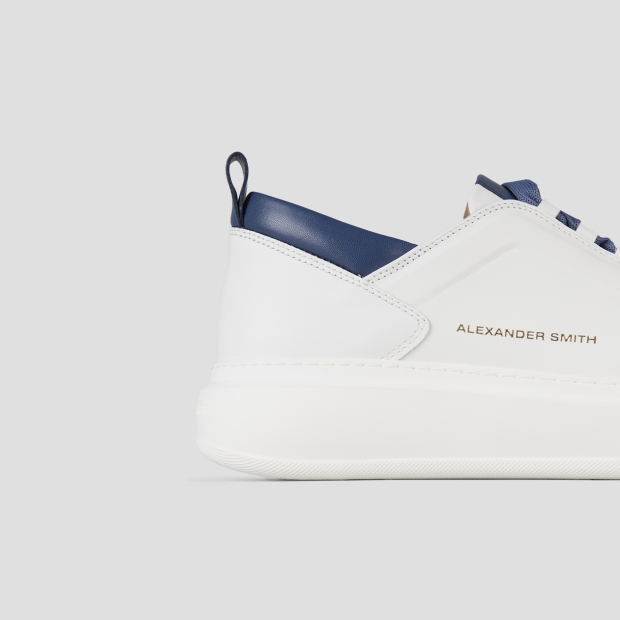 Sneakers Alexander Smith wembley man high frequency in white nappa leather and blue details - 3