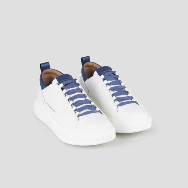 Sneakers Alexander Smith wembley man high frequency in white nappa leather and blue details - 4