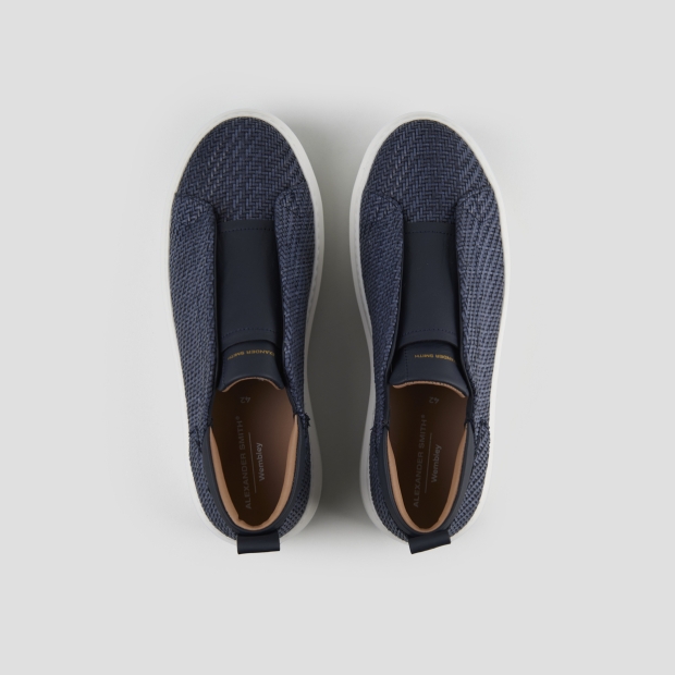 Sneakers Alexander Smith wembley slip-on man in blue woven leather - 6