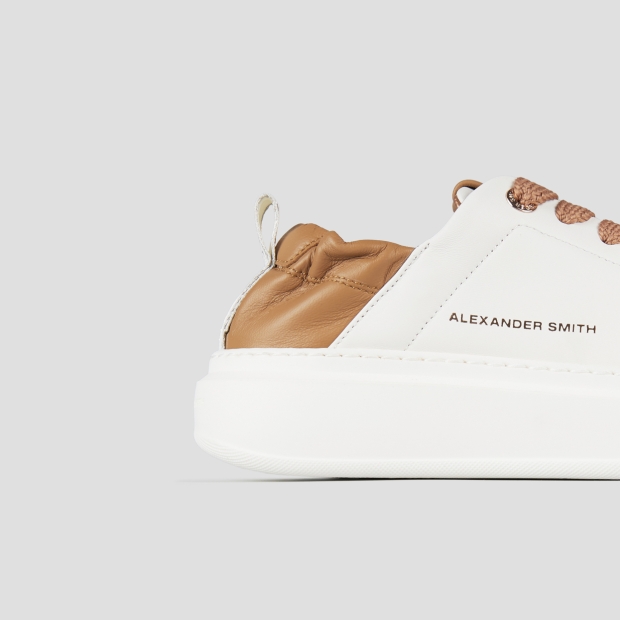 Sneakers Alexander Smith wembley woman in white nappa leather and beige ruched back - 3
