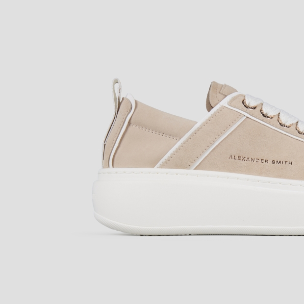 Sneakers Alexander Smith wembley high woman in beige suede and details in white leather - 3