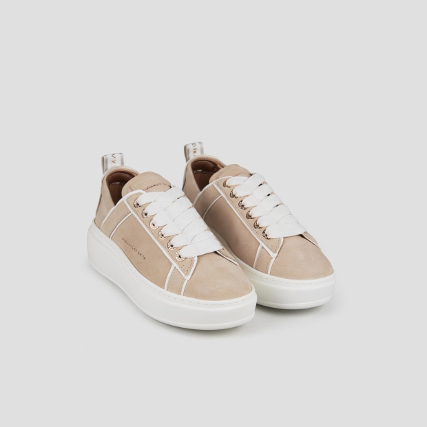 Sneakers Alexander Smith wembley high woman in beige suede and details in white leather - 4