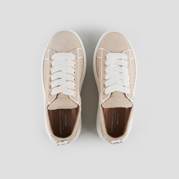 Sneakers Alexander Smith wembley high woman in beige suede and details in white leather - 6