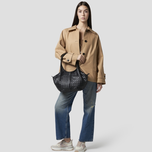 Sneakers Alexander Smith rachel medium shoulder bag in black woven leather - 7