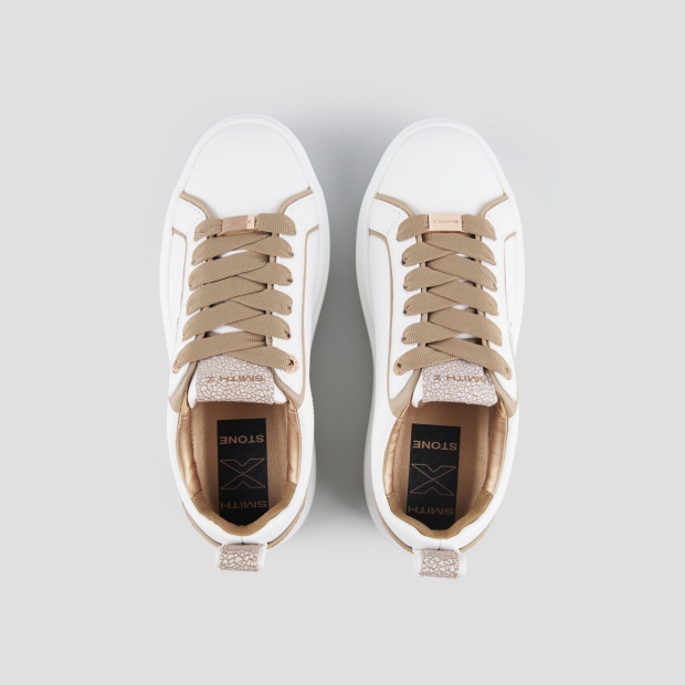 Sneakers Alexander Smith stone woman in white with cracklè beige back - 6