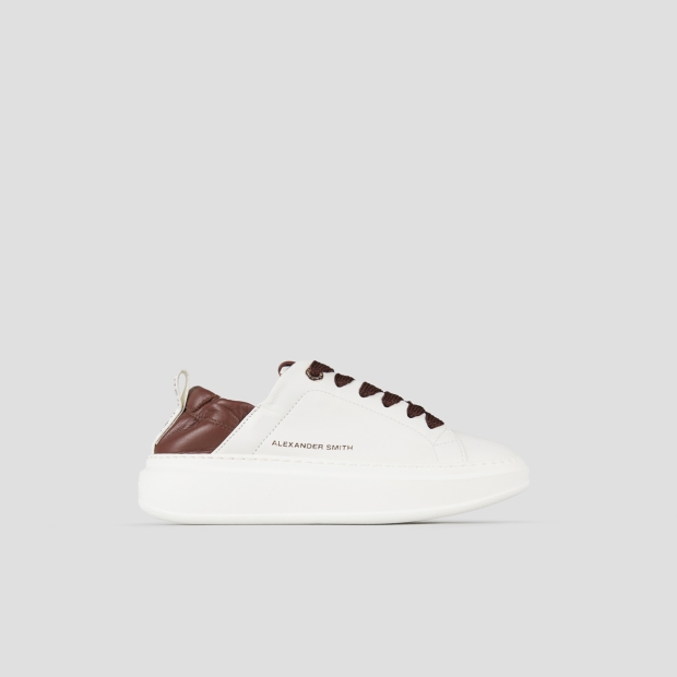 Sneakers Alexander Smith wembley woman in white nappa leather and brown ruched back - 1