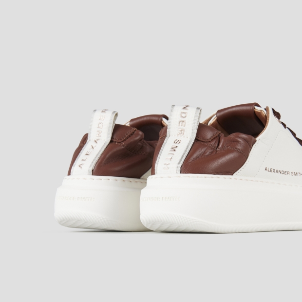 Sneakers Alexander Smith wembley woman in white nappa leather and brown ruched back - 5